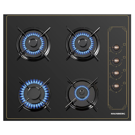 Set Hausberg Cuptor electric HB-8055RST, 1600 W, 57 l, Plita incorporabila HB-575RST, gaz, 4 arzatoare, sticla, negru si Hota decorativa HB-1505RST, 1 motor, 140 W, 450 m³/h, 60 cm