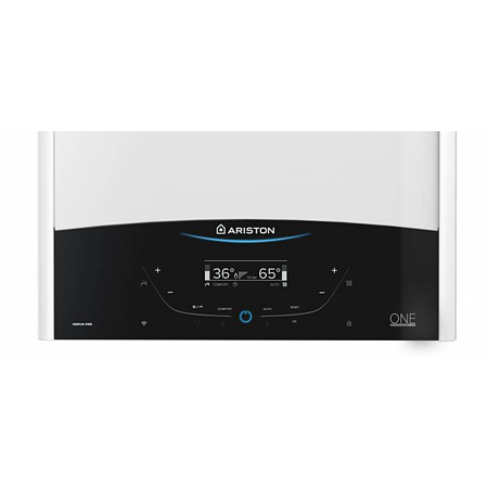 Centrala termica pe gaz Ariston Genus One+ WiFi, display LCD, kit evacuare inclus, 24 kW Centrala termica pe gaz Ariston Genus One+ WiFi, display LCD, kit evacuare inclus, 24 kW