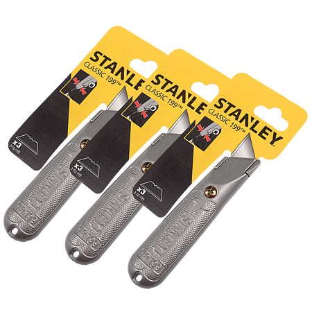  Cutter cu lama trapezoidala, Stanley 199E + 2 rezerve