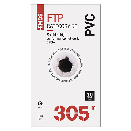 Cablu FTP cat5E Emos, 4 perechi, 24 AWG, nemufat, rola 305 m Cablu FTP cat5E Emos, 4 perechi, 24 AWG, nemufat, rola 305 m