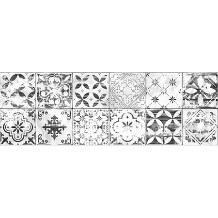 Faianta White Mat Patchwork, mata, cu model, alb/negru, dreptunghiulara, 75.5 x 25.5 cm