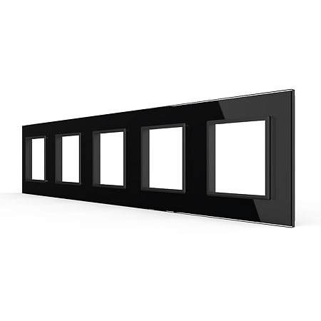 Rama priza cvintupla Livolo VL-P7E/E/E/E/E- 10B, sticla securizata, negru
