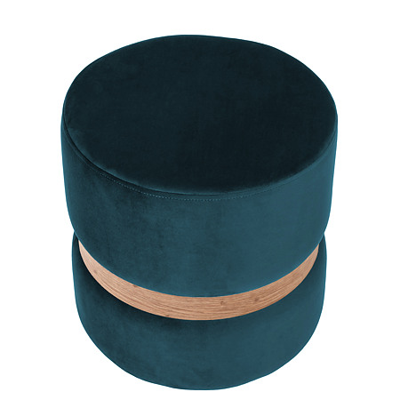 Taburet Ring, inel stejar, stofa turcoaz H13, rotund, 38 x 38 x 40 cm
