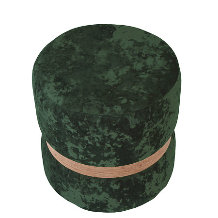 Taburet Ring, inel stejar, catifea verde E57, rotund, 38 x 38 x 40 cm
