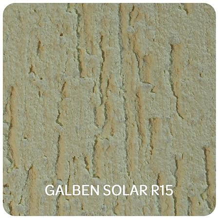 Tencuiala decorativa siliconica Vinarom R15 Policolor, aspect praf de piatra, granulatie 1.5-2 mm, interior/exterior, galben solar, 25 kg