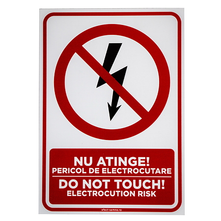 Semn de avertizare nu atinge, pericol de electrocutare A5, 15 x 20 cm
