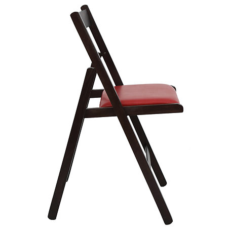 Scaun pliabil lemn Basic, wenge-rosu, sezut piele ecologica, 79 x 42 cm