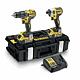 Set 2 scule profesionale pe acumulator DeWALT DCK266P2, 18V, motor fara perii, masina de gaurit DeWALT DCD796, masina de insurubat cu impact DeWALT DCF887, 2x acumulator 5 Ah, incarcator rapid, cutie transport TSTAK