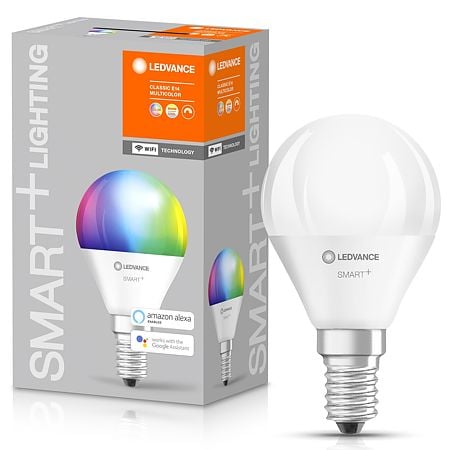 Bec LED Osram SMART + WIFI RGBW, forma standard, E14, 4.9 W, 1055 lm, lumina variabila 2700 - 6500 K