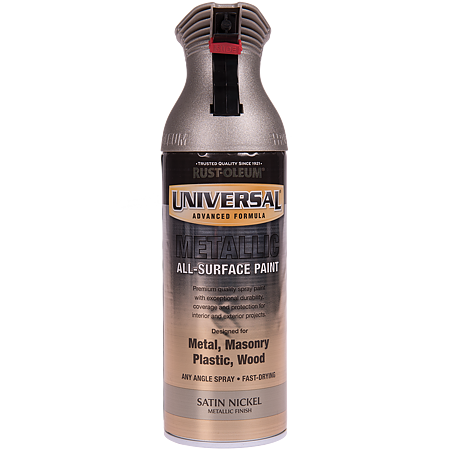 Vopsea spray universala Rust-Oleum, nichel satinat, lucios, interior/exterior, 400 ml