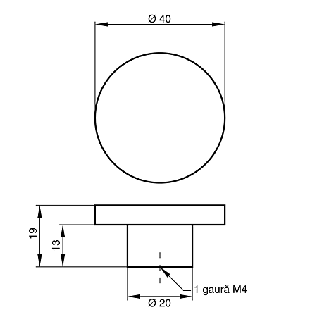 Buton rotund Sedef, model dolphin, plastic, 40 mm