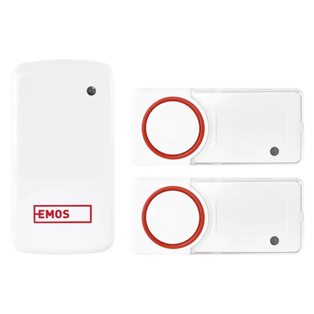Sonerie wireless 2 butoane Emos P5720.2T, 150 m, IP44, 10 melodii