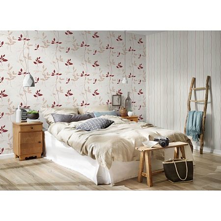 Tapet netesut Avenzio 4 249739,alb/rosu, floral, 10 m x 53 cm