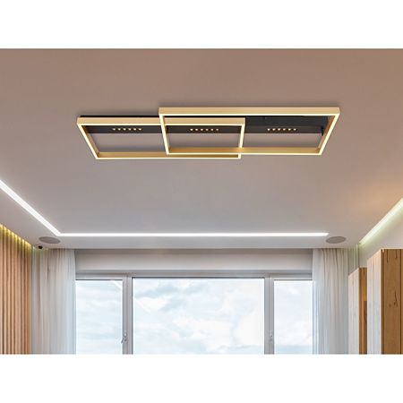 Plafoniera Globo Luffy, metal/plastic, LED 54 W, negru/auriu, 900 x 398 x 102 mm