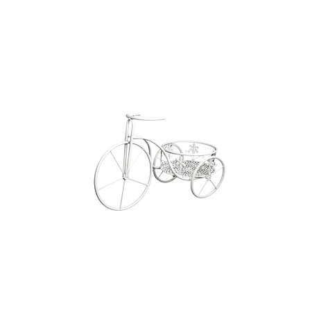 Suport flori bicicleta, metal, alb, 56 x 25 x 35 cm