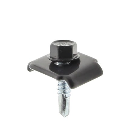 Clema fixare gard cu surub autoforant, cap hexagonal, gri, RAL 7024, diametru 6.3 mm, 20 x 30 mm, set 10 bucati
