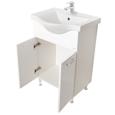 Set Mobila baie Badenmob Seria 153, PAL + MDF, baza, lavoar, oglinda, alb, 55 cm