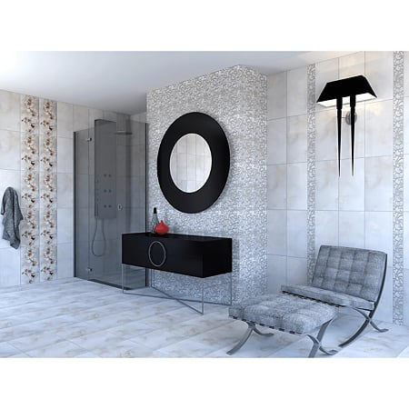 Faianta baie / bucatarie Kai Selena Grey, gri, lucios, aspect de marmura, 50 x 25 cm