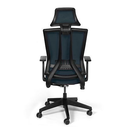 Scaun birou ergonomic bleumarin Kronsit Genova, tapiterie textila, rotativ, reglabil pe inaltime, 65 x 51 x 135 cm