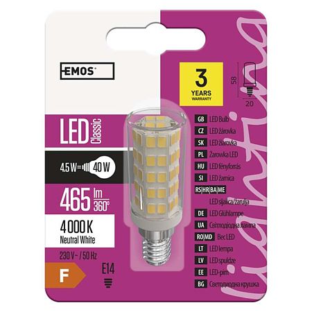 Bec LED pentru hota Emos, E14, 6W, 470 lm, lumina neutra, 4100 K