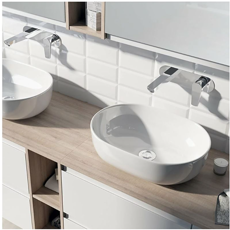 Lavoar oval Cersanit Moduo, montaj pe blat, 50 cm latime, alb