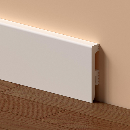 Plinta pardoseala Amber 100, polimer dur, alb, 2200 x 100 x 16 mm
