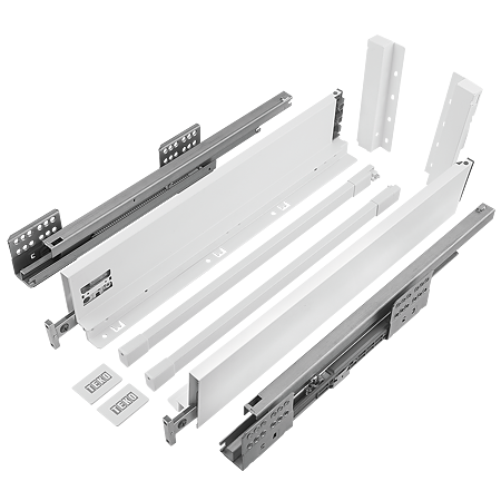 Sistem pentru sertar, Teko Slim, alb, slim, 40 kg, H 199 mm, 500 mm