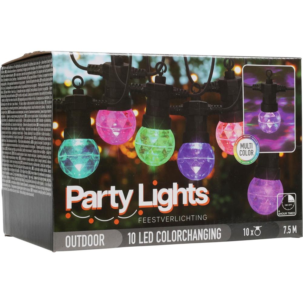 Ghirlanda luminoasa exterior, party lights, 10 LED-uri RGB, 7.5 m