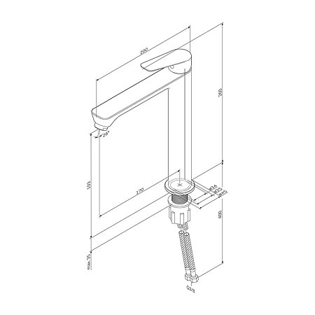 Baterie inalta pentru lavoar AM.PM Hit FTA92000, monocomanda, montaj blat, alama, finisaj cromat, cartus ceramic 35 mm