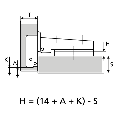 Balama aplicata, pentru usi, 110°, 48 x 6 mm
