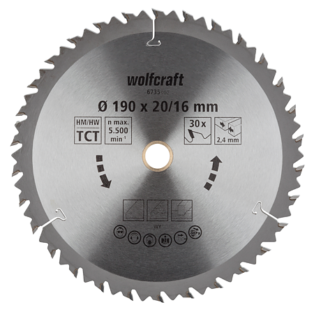 Panza pentru fierastrau circular Wolfcraft, 30 dinti,190 mm