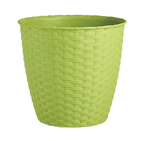 Ghiveci ratan Stefanplast, plastic, verde, 1.1 L, diametru 14 cm, 12.5 cm