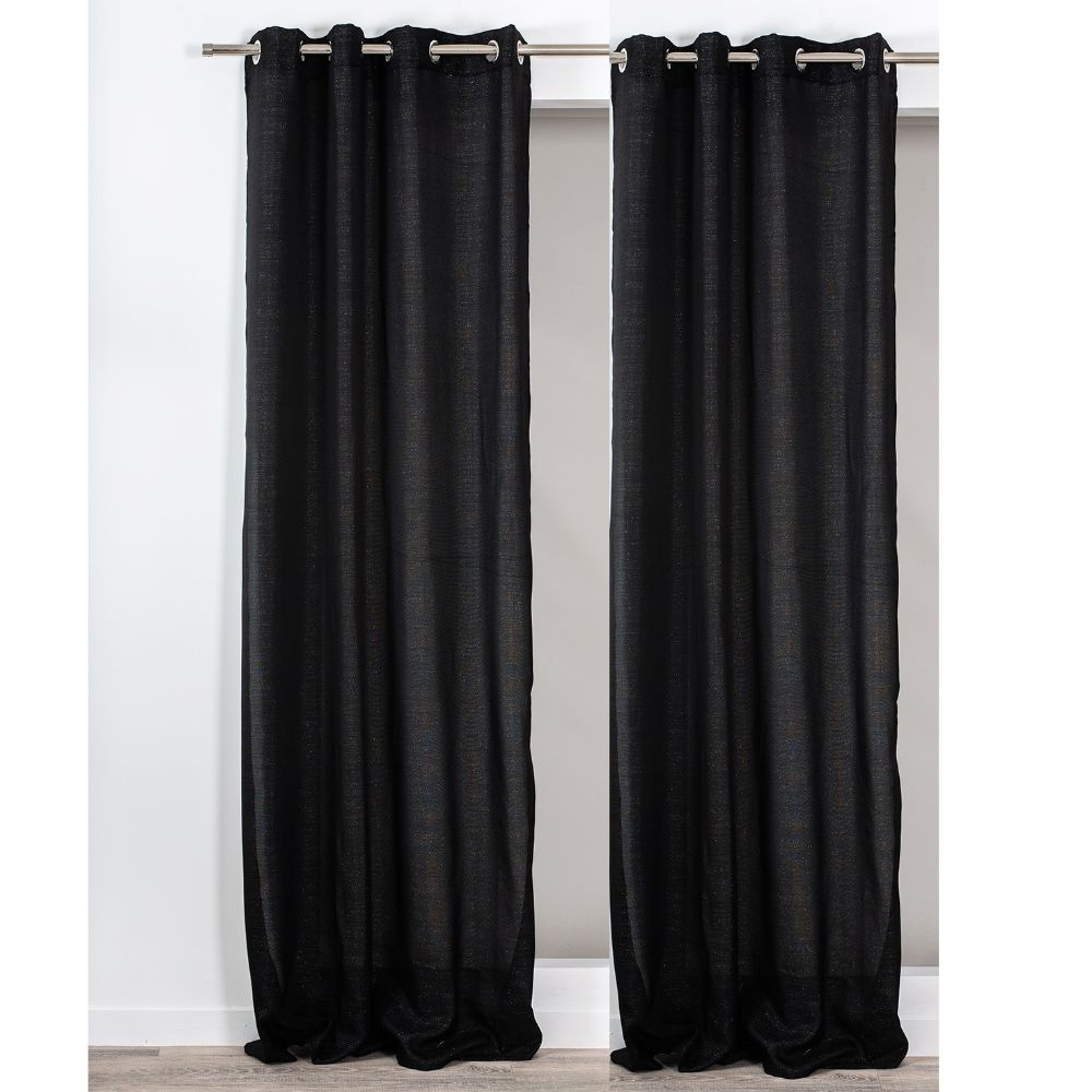 Draperie Precieux 57187, 100% poliester, negru, 140 x 260 cm