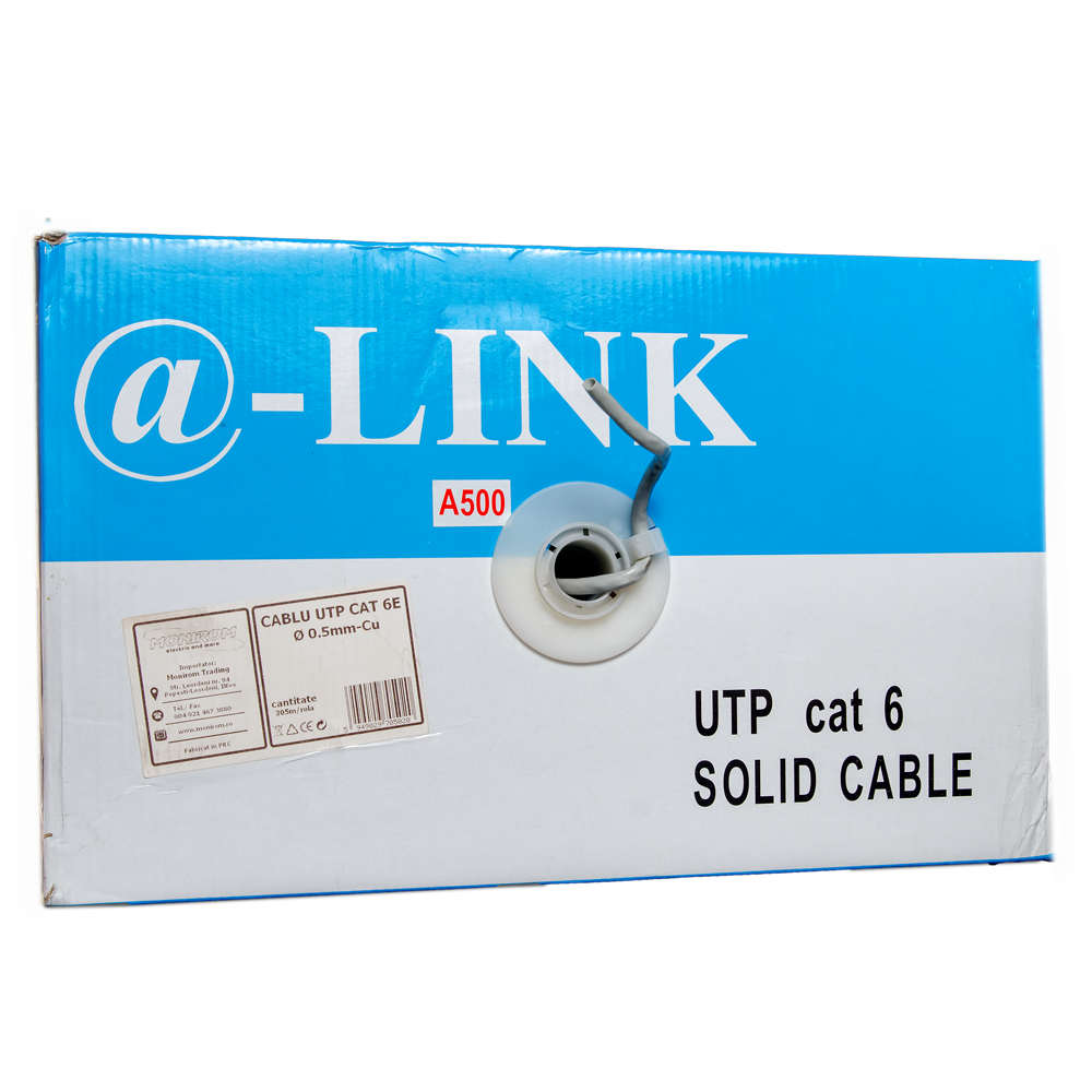 Cablu UTP cat6 ICME Ecab, 4 perechi, 24 AWG, nemufat, rola 305 m 305