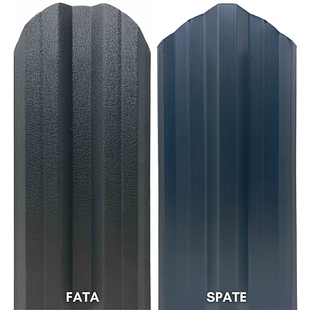 Sipca metalica gard Tisa, gri, mat structurat, RAL 7024, 0.4 mm, 1500 x 115 mm, 25 bucati + 50 bucati surub autoforant