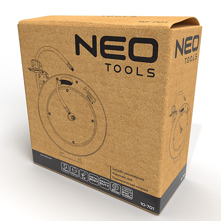 Tambur pneumatic Neo Tools Heavy Duty, metal/PVC, 1/4", 20 bari, furtun 16 m 