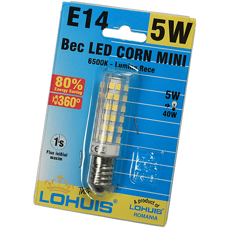 Bec Led Corn Mini E14 5W Lohuis Lumina Rece