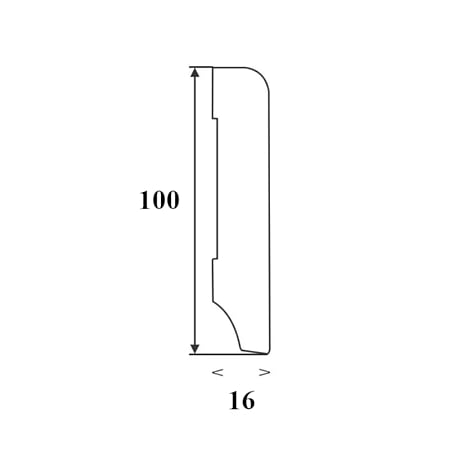 Plinta parchet MDF A100, alb, canal cablu, 2000 x 100 x 16 mm