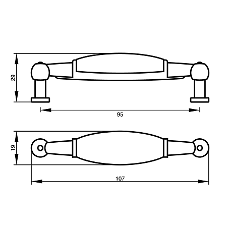Maner Teko TIP4 2016-96-03, zamac + ceramica, antichizat, 96 mm Maner Teko TIP4 2016-96-03, zamac + ceramica, antichizat, 96 mm