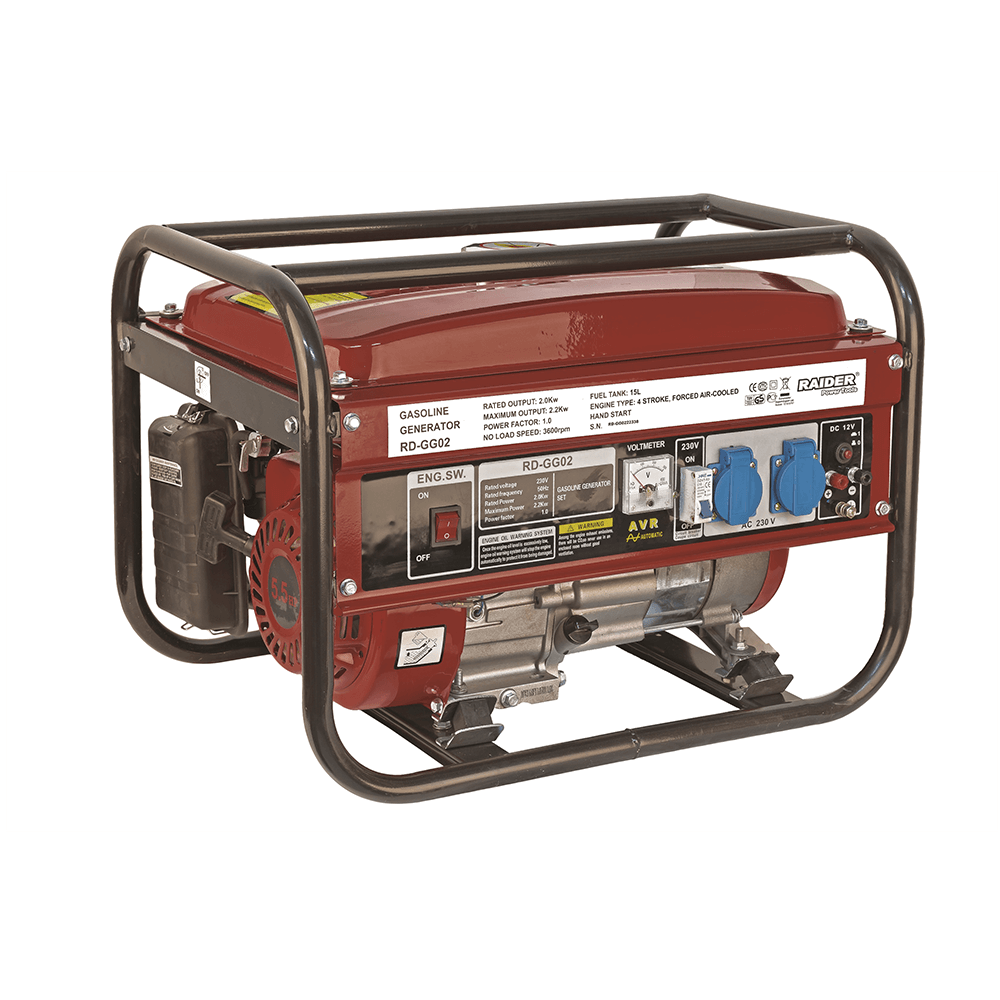 Generator curent electric Raider RD-GG02, benzina, 2 kW, 220 V, capacitate rezervor 14 l 220