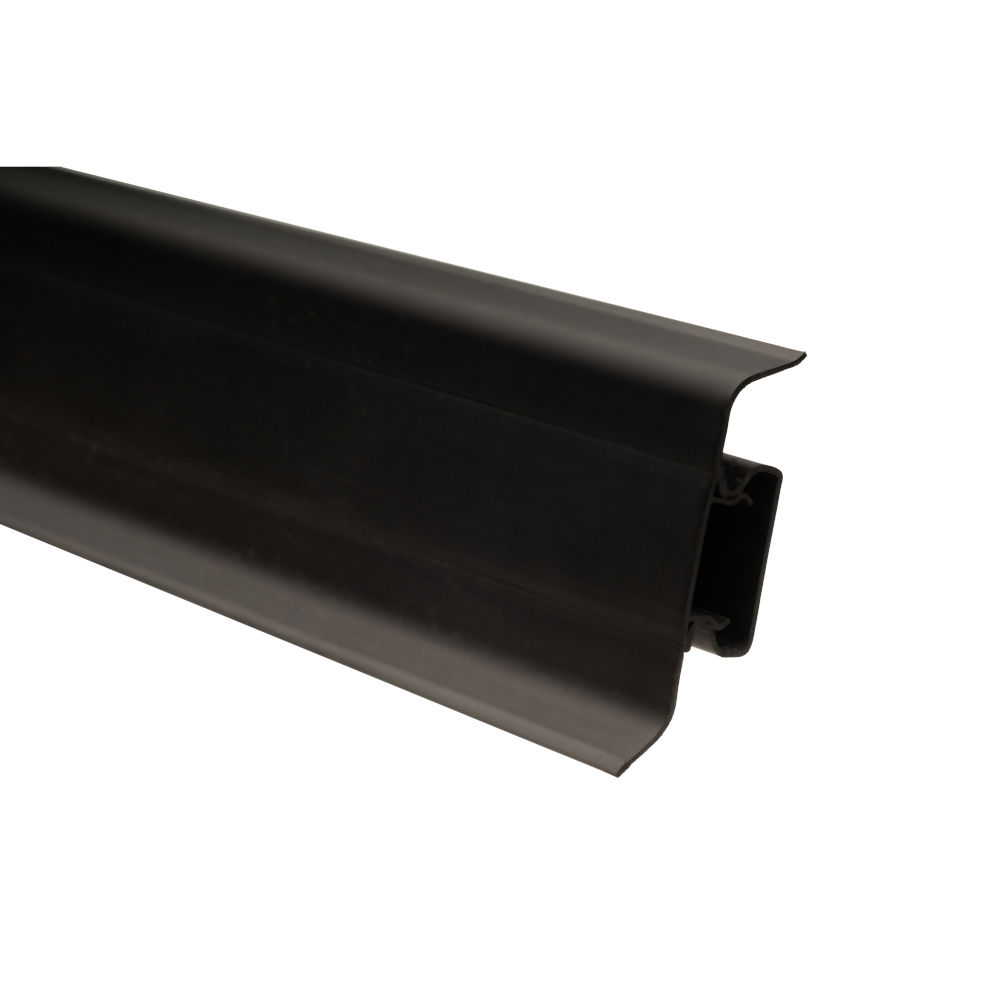 Plinta parchet cu canal dublu si margini flexibile, PVC, 10456-6019 onyx, gri inchis/negru, 2500 x 52 x 22.5 mm 10456-6019