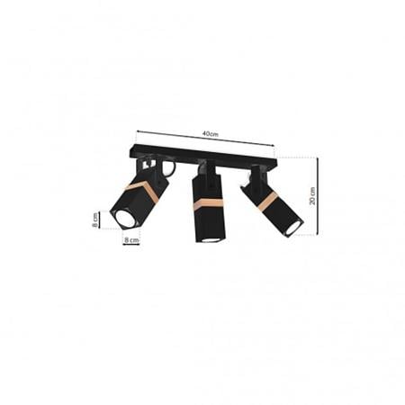 Spot Vidar, 3xGU10, metal/lemn, negru