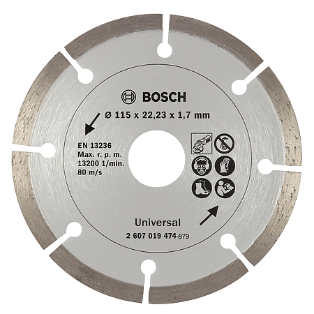 Disc diamantat debitare materiale constructii Bosch Universal, 115 x 22.3 x 1.7 mm