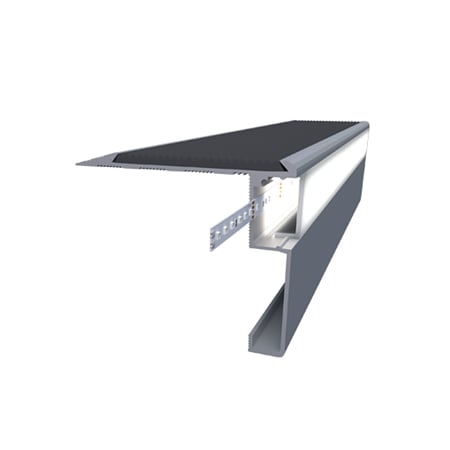 Profil banda LED pentru treapta 8126112MKR2, aluminiu, incorporabil, mat, gri, 61 x 1200 mm