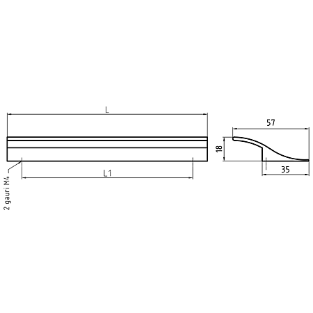 Maner AA341 160 mm, aluminiu mat