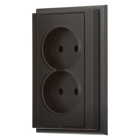 Priza dubla Luna, interior, negru mat