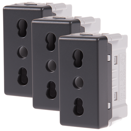 Priza standard Italian 2P+E System Gewiss GW21203, 1M, 16A, negru