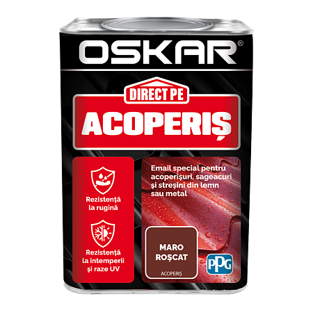 Vopsea Oskar Direct pe acoperis, maro roscat, exterior, 0.75 l