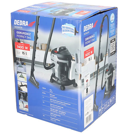 Aspirator cu spalare 2 in 1 Dedra DED6608, 1400 W, 15 l, furtun 1,5 m