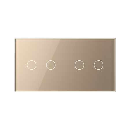 Panou intrerupator 2 x dublu Livolo VL-P701/01-4A, sticla securizata, auriu